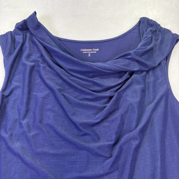 Coldwater Creek Sleeveless Draped Cowl Neck Sleeveless Tank Navy Blue Size XL 16 - Picture 2 of 10